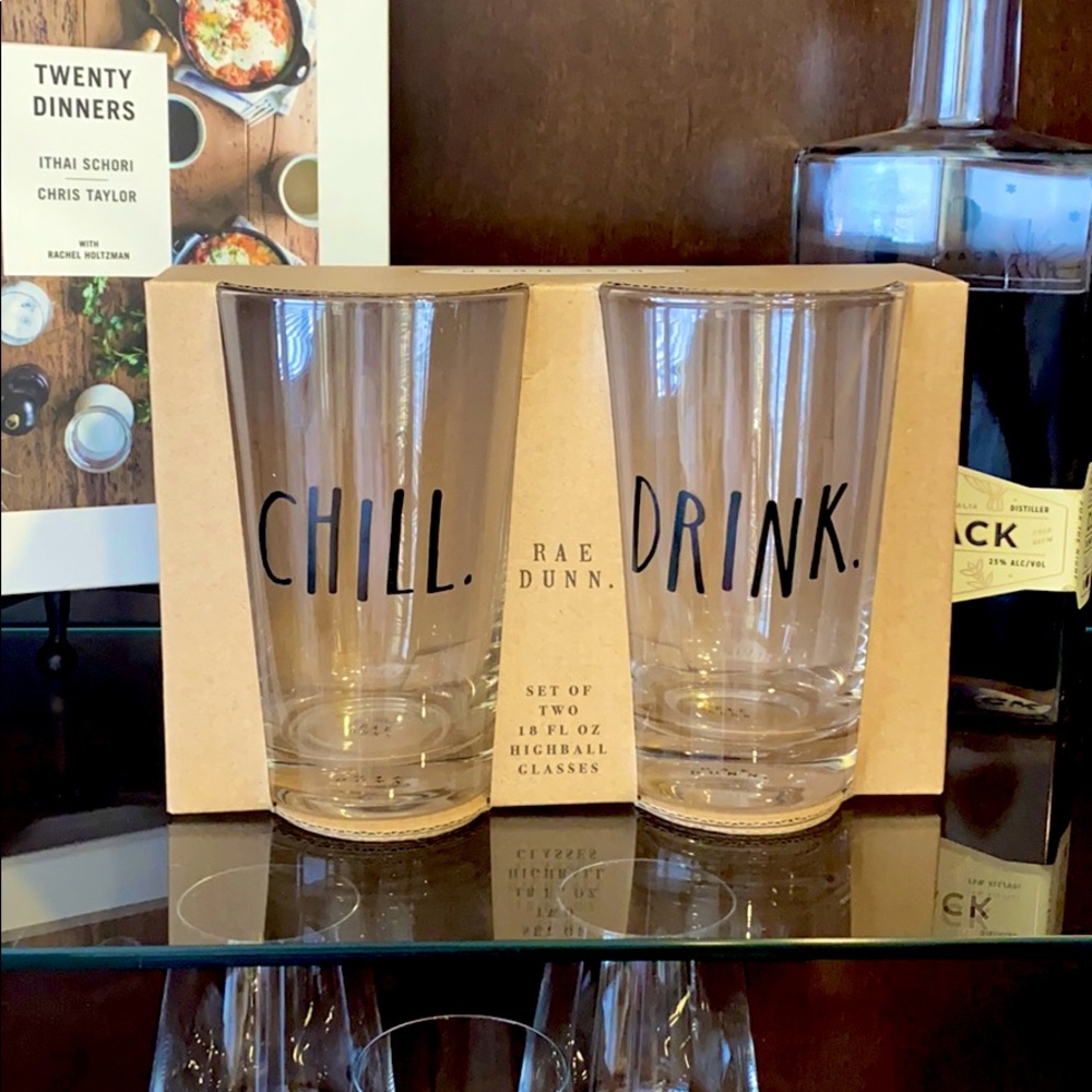 Rae Dunn Set of Two 18 fl oz Highball Glasses